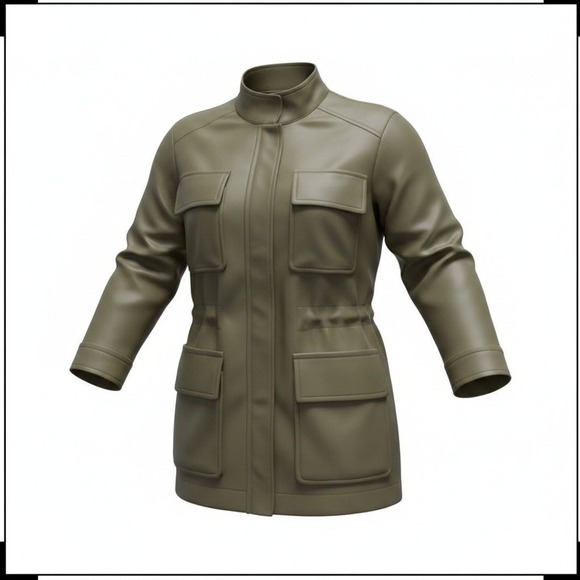 Chico's Jackets & Blazers - Chico's Utility Jacket Women 3P Olive Green Satin Anorak Field Coat 16P 18P